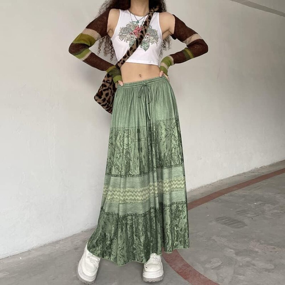 Grunge Fairycore Clothes Alt Aesthetic Peasant Skirt 90s E-Girl Harajuku Cottage - Picture 4 of 5